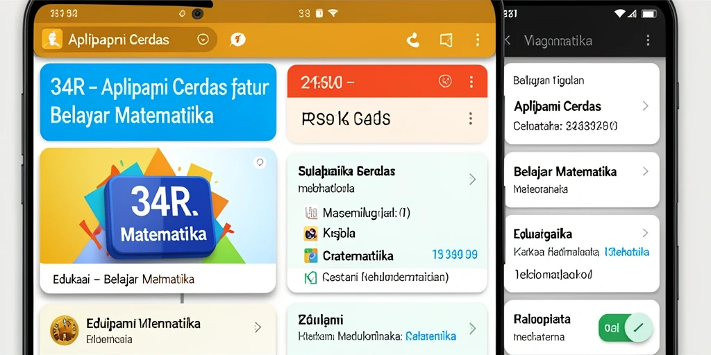 Tampilan antarmuka aplikasi 34R yang interaktif dan warna-warni.