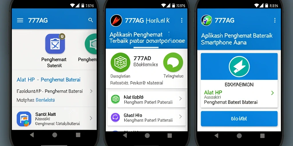 Antarmuka aplikasi 777AG yang menampilkan penghematan baterai efektif.