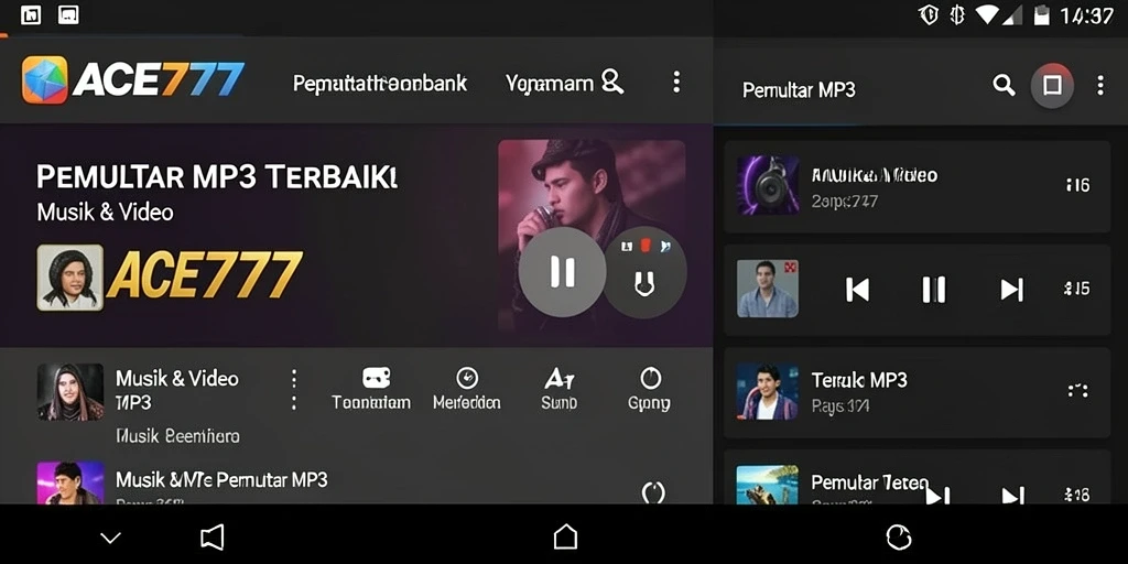 Antarmuka ACE777 yang menarik saat memutar musik MP3.