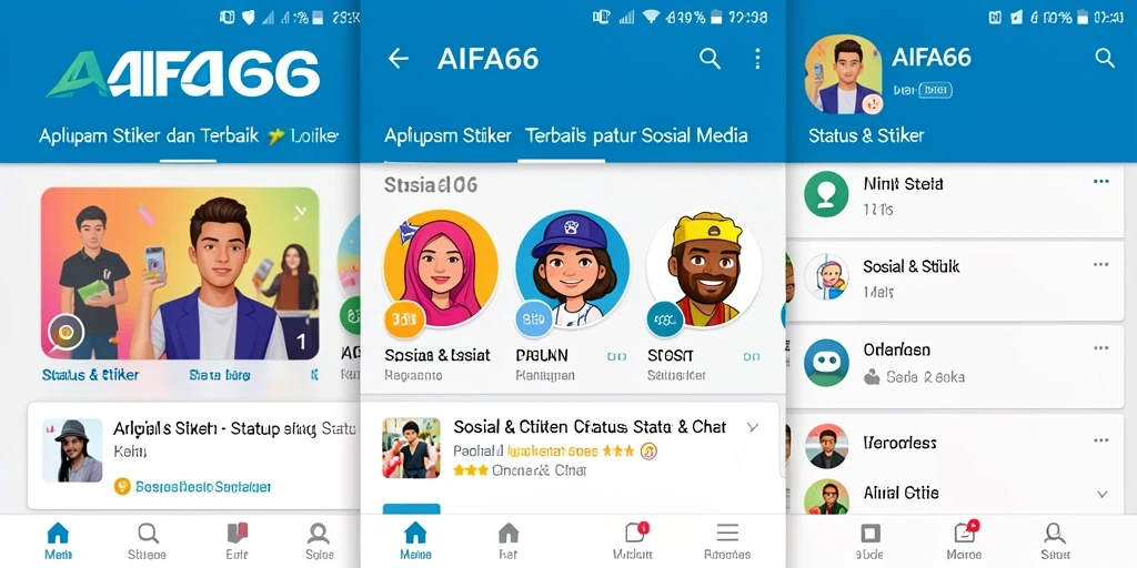 Antarmuka AIFA66 yang menarik dengan berbagai pilihan stiker.