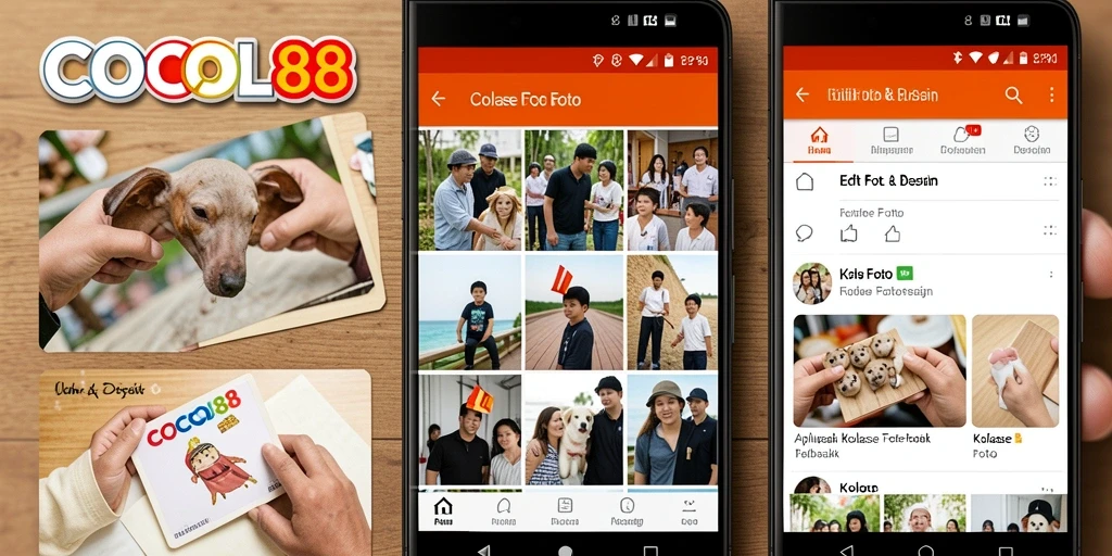 Tampilan antarmuka COCOL88 dengan berbagai pilihan kolase foto.