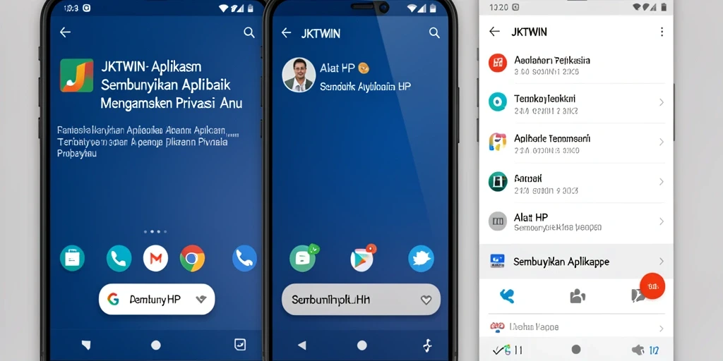 Antarmuka JKTWIN dengan fitur menyembunyikan aplikasi yang mudah digunakan.