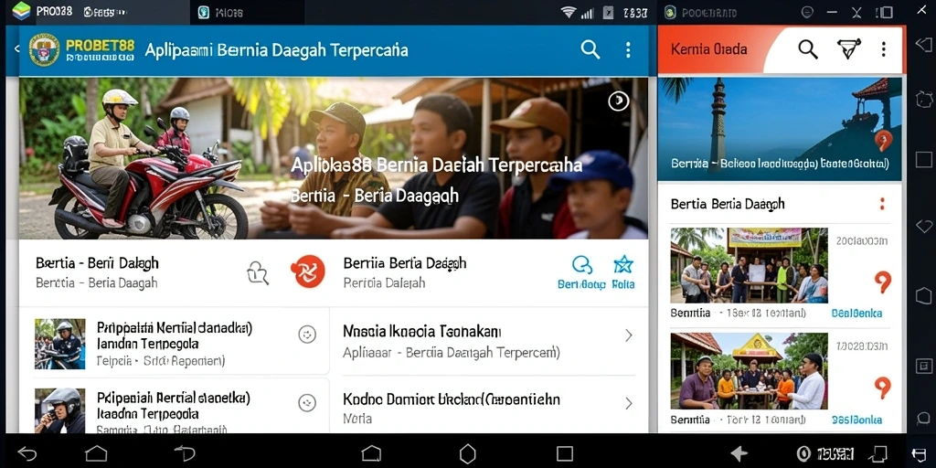 Antarmuka aplikasi PROBET88 menampilkan berita terbaru dari daerah.