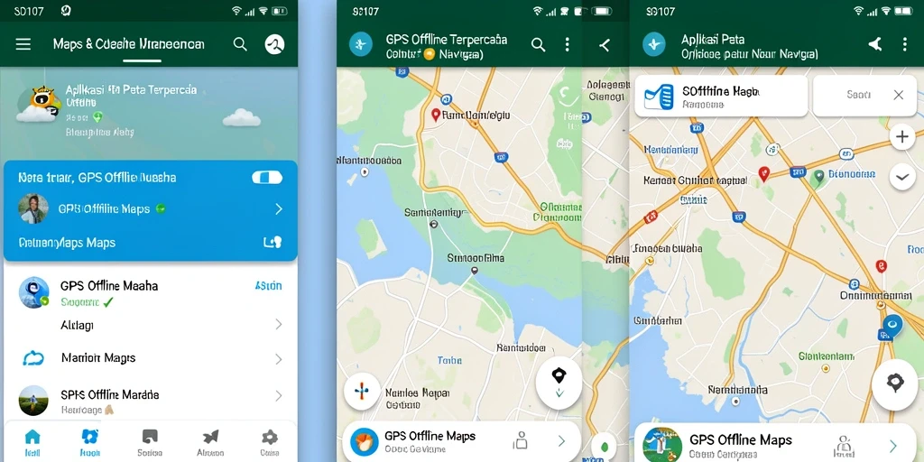 Antarmuka SD107 yang mudah digunakan untuk navigasi offline.